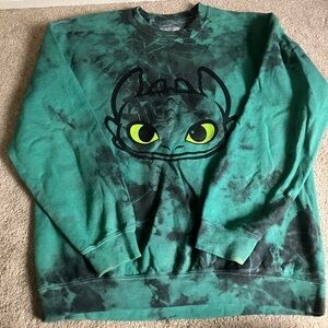 DreamWorks How To Train Your Dragon green tie dye Toothless graphic sweatshirt